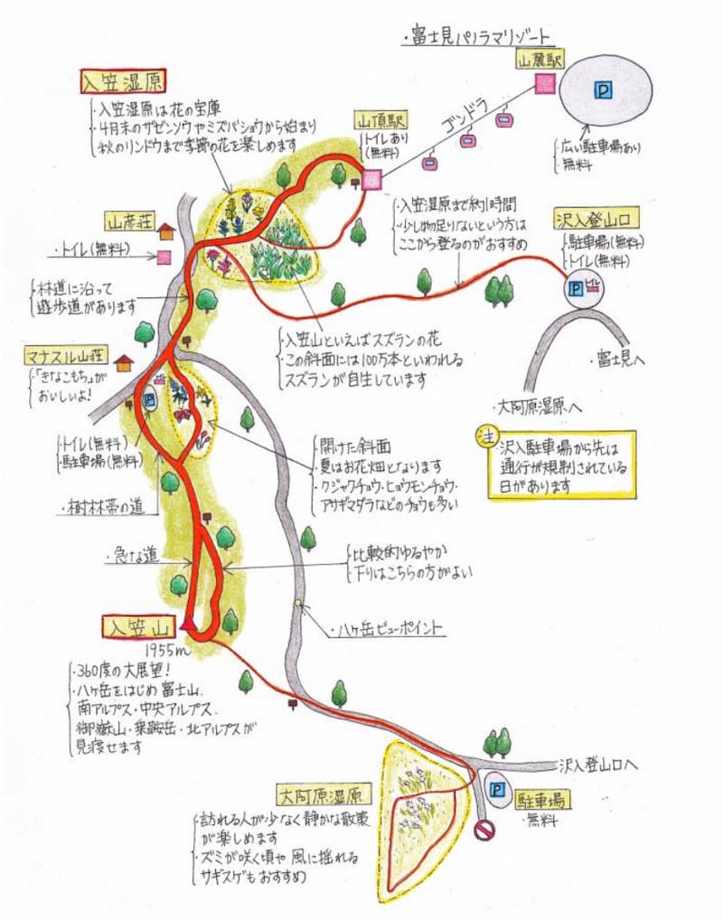 入笠山 登山地図